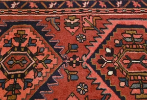 Vintage Bittersweet Red Geometric 2'4X6'2 Karajeh Persian Runner Rug