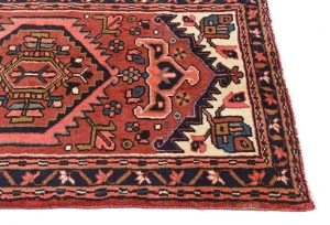 Vintage Bittersweet Red Geometric 2'4X6'2 Karajeh Persian Runner Rug