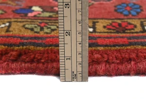 Vintage Red Geometric 2'3X6'2 Karajeh Persian Runner Rug