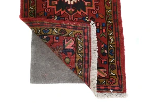 Vintage Red Geometric 2'3X6'2 Karajeh Persian Runner Rug