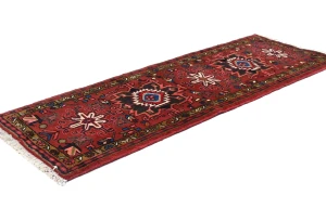 Vintage Red Geometric 2'3X6'2 Karajeh Persian Runner Rug