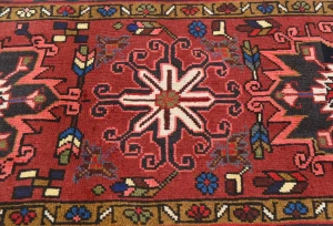 Vintage Red Geometric 2'3X6'2 Karajeh Persian Runner Rug