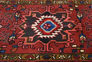 Vintage Red Geometric 2'3X6'2 Karajeh Persian Runner Rug