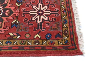 Vintage Red Geometric 2'3X6'2 Karajeh Persian Runner Rug
