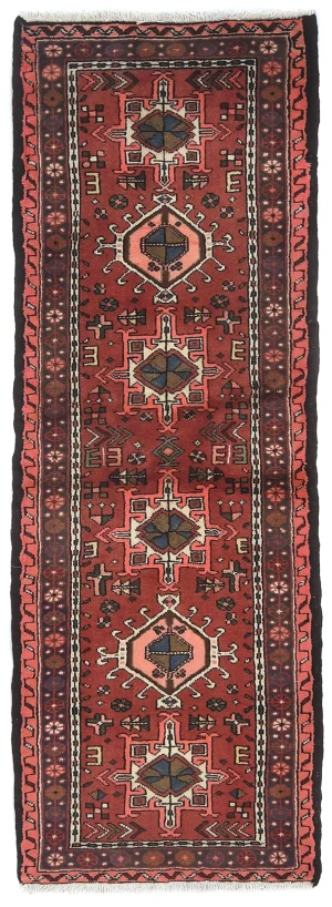 Vintage Bittersweet Red Geometric 2'3X6'6 Karajeh Persian Runner Rug