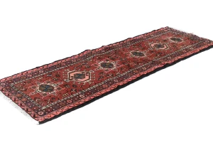 Vintage Bittersweet Red Geometric 2'3X6'6 Karajeh Persian Runner Rug