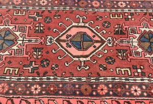 Vintage Bittersweet Red Geometric 2'3X6'6 Karajeh Persian Runner Rug