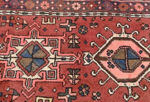 Vintage Bittersweet Red Geometric 2'3X6'6 Karajeh Persian Runner Rug