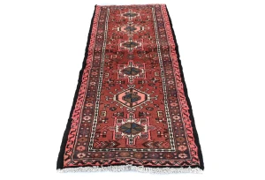 Vintage Bittersweet Red Geometric 2'3X6'6 Karajeh Persian Runner Rug