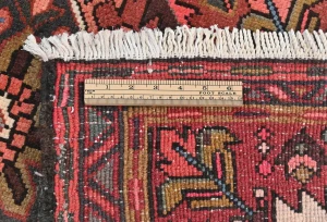 Vintage Red Geometric 2'4X6'8 Karajeh Persian Runner Rug