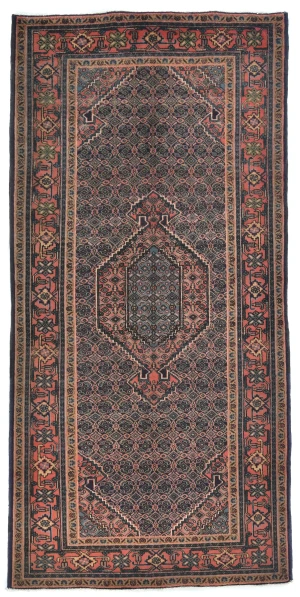 Vintage Coral Pink Tribal 5X10 Ardabil Persian Rug