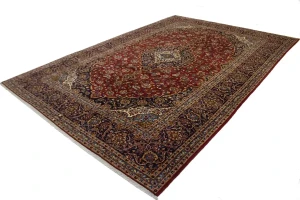 Vintage Red Traditional 10X15 Kashan Persian Rug