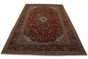 Vintage Red Traditional 10X15 Kashan Persian Rug