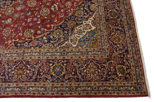 Vintage Red Traditional 10X15 Kashan Persian Rug