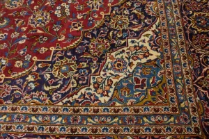 Vintage Red Traditional 10X15 Kashan Persian Rug
