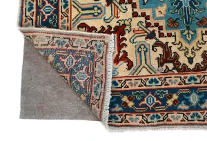 Vintage Blue Floral Traditional 4'7X7'6 Heriz Ardebil Persian Rug