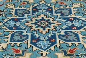Vintage Blue Floral Traditional 4'7X7'6 Heriz Ardebil Persian Rug
