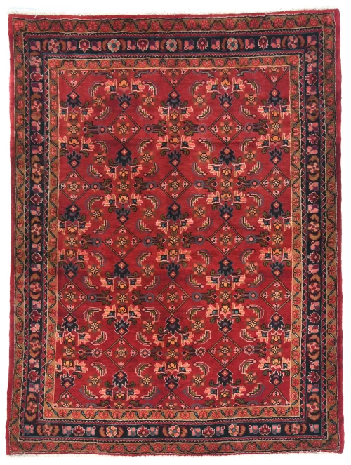 Vintage Red Floral 5'3 X 6'9 Lilian Persian Rug