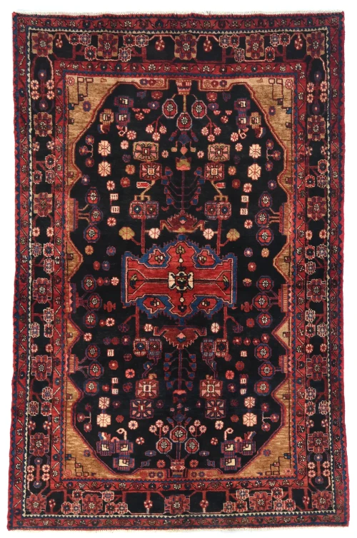 Vintage Tribal Charcoal 5X8 Nahavand Persian Rug