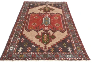 vintage Red Tribal 4X6 Ghoochan Persian Rug