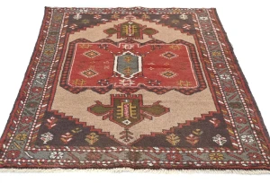 vintage Red Tribal 4X6 Ghoochan Persian Rug