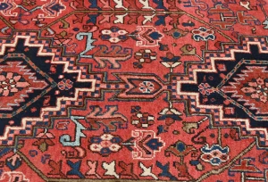 Vintage Red Geometric 3'8X11'5 Karajeh Persian Runner Rug