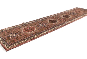Vintage Rusty Pink Tribal 3X13 Karajeh Persian Runner Rug