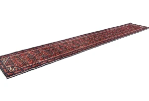 Vintage Red Tribal 2'3X13'5 Hamedan Persian Runner Rug
