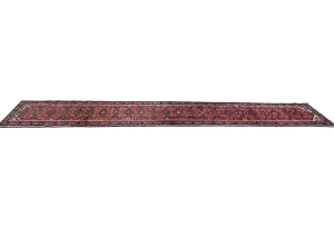Vintage Red Tribal 2'3X13'5 Hamedan Persian Runner Rug
