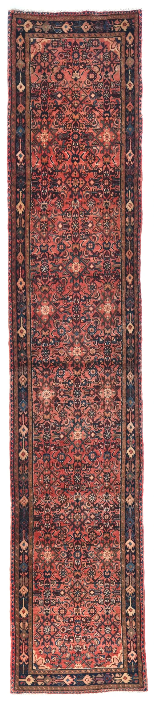 Vintage Red Tribal 3X13 Hamedan Persian Runner Rug