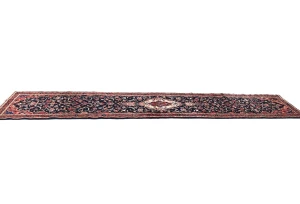 Vintage Dark Purple-navy Tribal 3X13 Hamedan Persian Runner Rug