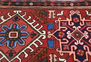 Vintage Red Geometric 2X7 Karajeh Persian Runner Rug