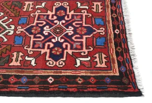 Vintage Red Geometric 2X7 Karajeh Persian Runner Rug