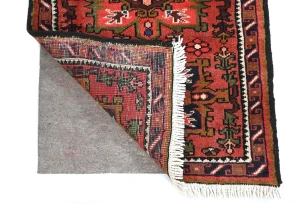 Vintage Red Geometric 2X6 Karajeh Persian Runner Rug