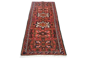 Vintage Red Geometric 2X6 Karajeh Persian Runner Rug