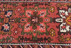 Vintage Red Geometric 2X6 Karajeh Persian Runner Rug