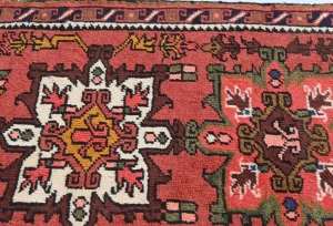Vintage Red Geometric 2X6 Karajeh Persian Runner Rug