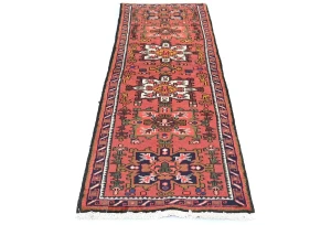 Vintage Red Geometric 2X6 Karajeh Persian Runner Rug