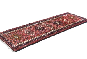 Vintage Red Geometric 2X6 Karajeh Persian Runner Rug