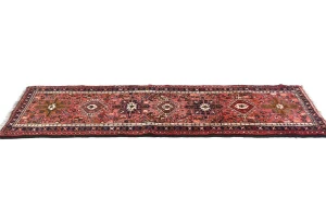 Vintage Red Geometric 2X6 Karajeh Persian Runner Rug