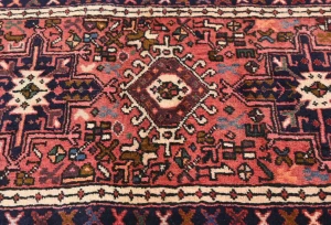 Vintage Red Geometric 2X6 Karajeh Persian Runner Rug