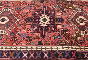 Vintage Red Geometric 2X6 Karajeh Persian Runner Rug