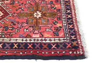 Vintage Red Geometric 2X6 Karajeh Persian Runner Rug