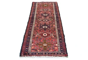 Vintage Red Geometric 2X6 Karajeh Persian Runner Rug