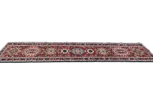 Vintage Red Tribal Geometric 2X9 Karajeh Persian Runner Rug