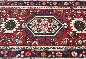 Vintage Red Tribal Geometric 2X9 Karajeh Persian Runner Rug