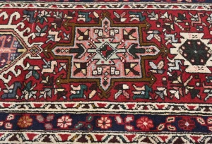 Vintage Red Tribal Geometric 2X9 Karajeh Persian Runner Rug