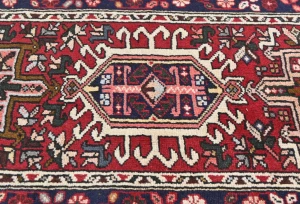 Vintage Red Tribal Geometric 2X9 Karajeh Persian Runner Rug