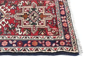 Vintage Red Tribal Geometric 2X9 Karajeh Persian Runner Rug