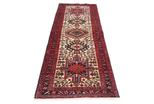 Vintage Cream Tribal 2'5X7'7 Hamedan Persian Runner Rug